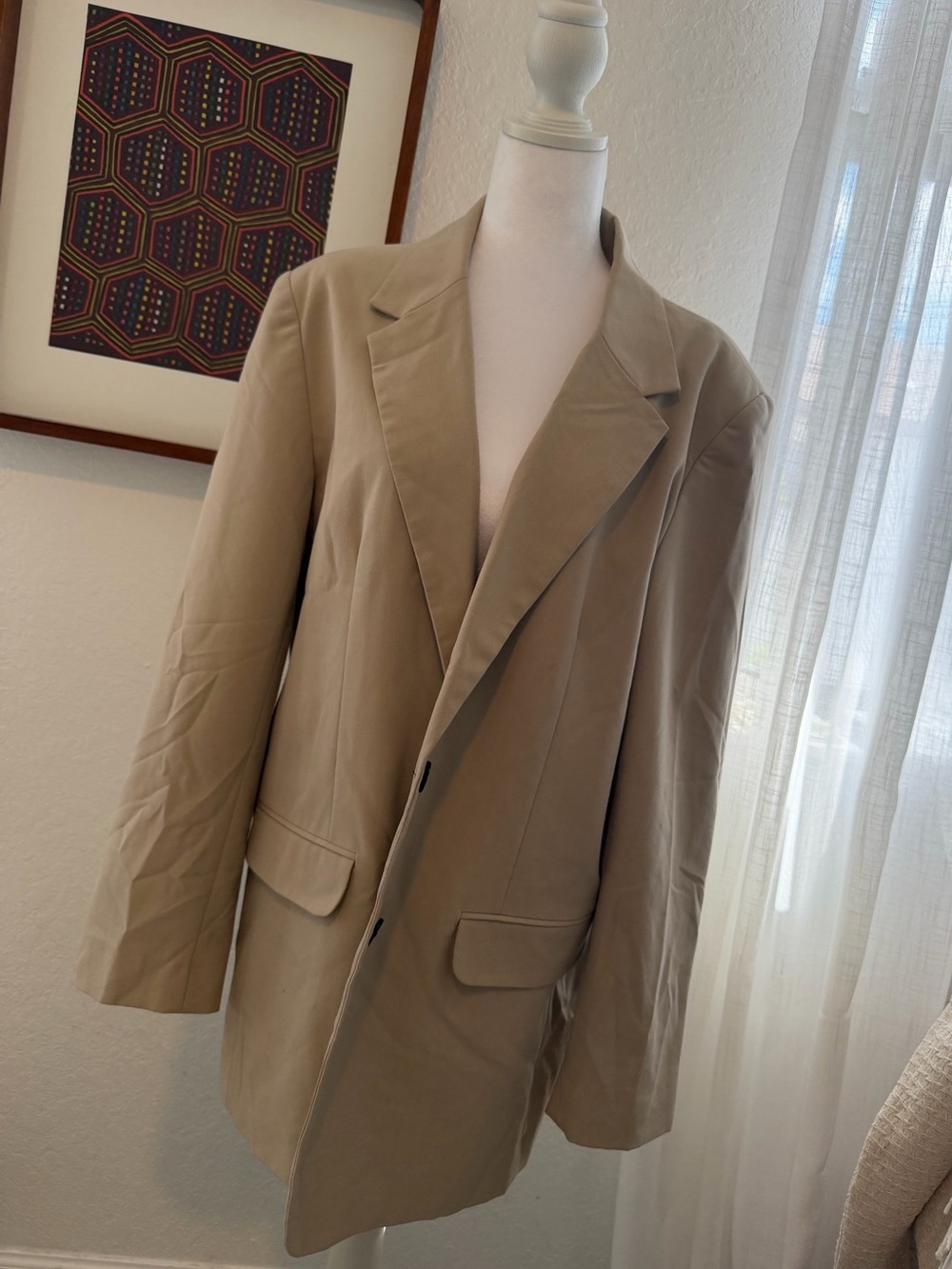 ASOS DESIGN Oversized Beige Tailored Blazer – Size US 8